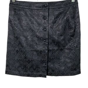 Evette & K jacquard button front black mini skirt
